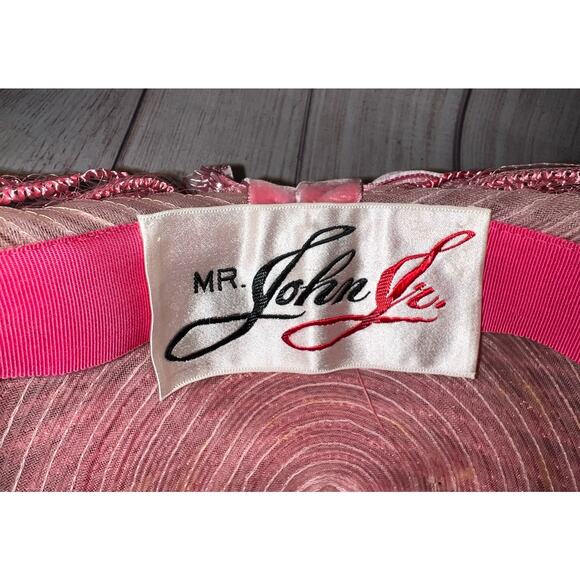 Vintage Mr. John Jr Turban Bow Hat 50s 60s Retro Pinup Pin Up Rockabilly Pink - Picture 8 of 11